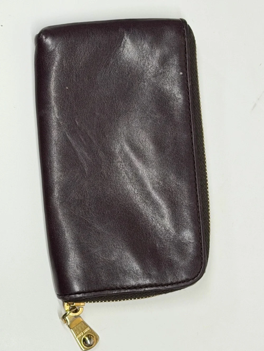 Miu Miu Leather Zip Studded Wallet